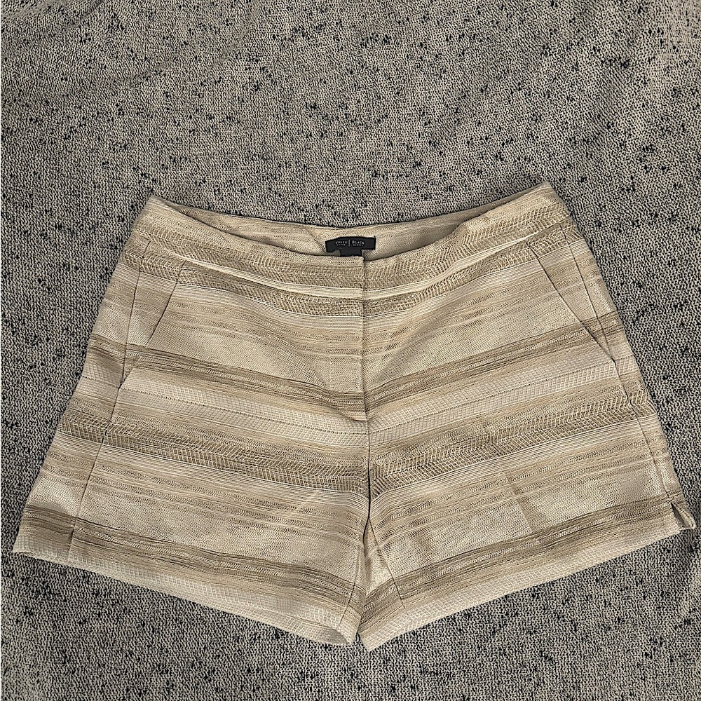 White House Black Market cream/gold metallic shorts